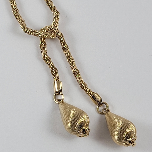 Vintage 70's Gold Tone Drop Tussle Necklace - Picture 10 of 11